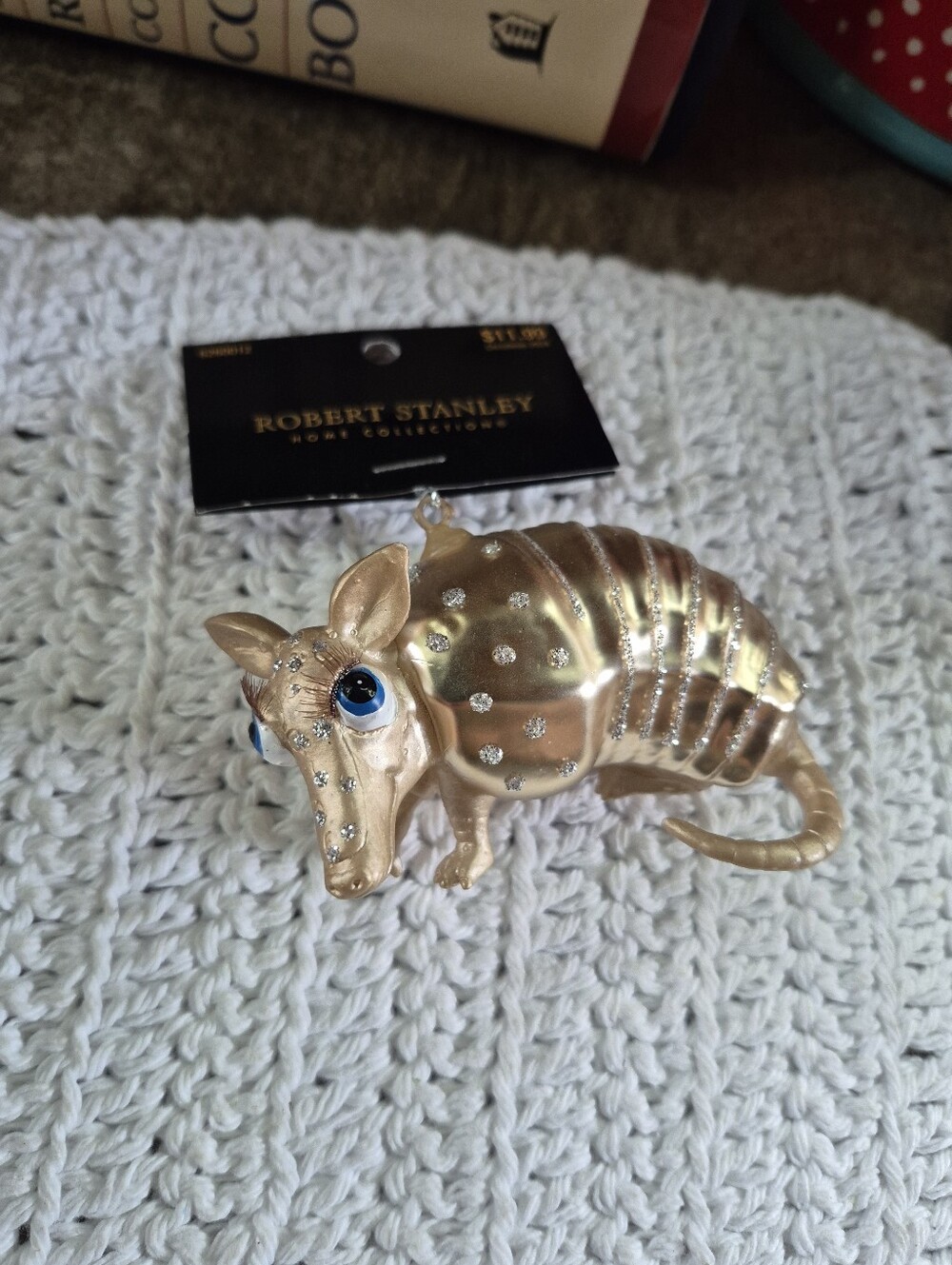 🌿5/$25 Robert Stanley Champagne-colored Glass armadillo Ornament Nwt